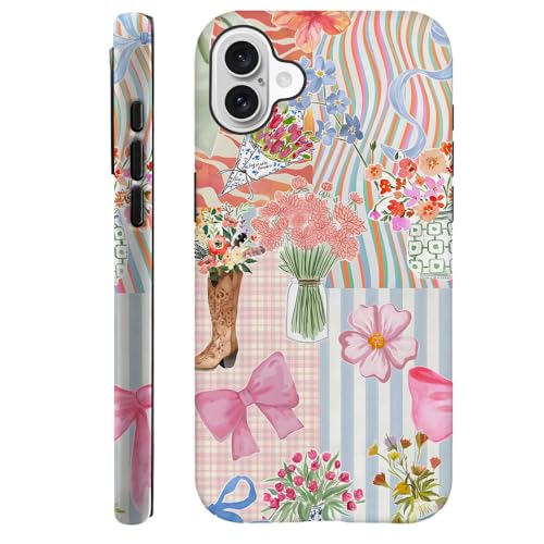 TnXee Schutzhülle kompatibel mit iPhone 16, Sturzprävention, 2-lagige Hybrid-Hartschalen-Schutzhülle für Mädchen und Jungen, rosa Schleifen-Collage TnXee Schutzhülle kompatibel mit iPhone 16, Sturzprävention, 2-lagige Hybrid-Hartschalen-Schutzhülle für Mädchen und Jungen, rosa Schleifen-Collage von TnXee