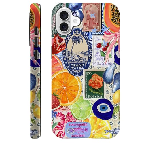 TnXee Schutzhülle kompatibel mit iPhone 16 Plus, Fallschutz, 2-lagige Hybrid-Hartschalenhülle für Mädchen und Jungen, Schleife, europäische Sommer-Zitronen-Collage TnXee Schutzhülle kompatibel mit iPhone 16 Plus, Fallschutz, 2-lagige Hybrid-Hartschalenhülle für Mädchen und Jungen, Schleife, europäische Sommer-Zitronen-Collage von TnXee