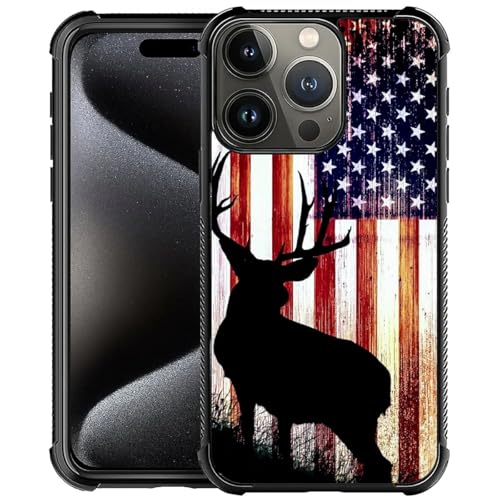 TnXee Kompatibel mit iPhone 16 Pro Max, Hirschflagge, Handyhülle für Herren/Damen, weiches TPU, Anti-Rutsch-Faden und Anti-Kollisionsschutz mit vier Ecken, kompatibel mit iPhone 16 Pro Max von TnXee