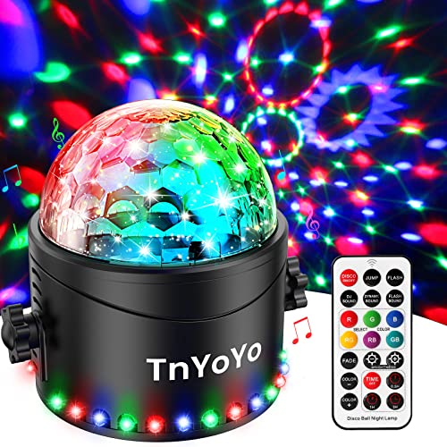Discokugel, TnYoYo Discokugel LED Party Lampe Musikgesteuert Disco Lichteffekt, 7 Farben Party Lichter Disco Licht RGB Discolicht Partylicht mit Fernbedienung für Kinder Home Party von TnYoYo