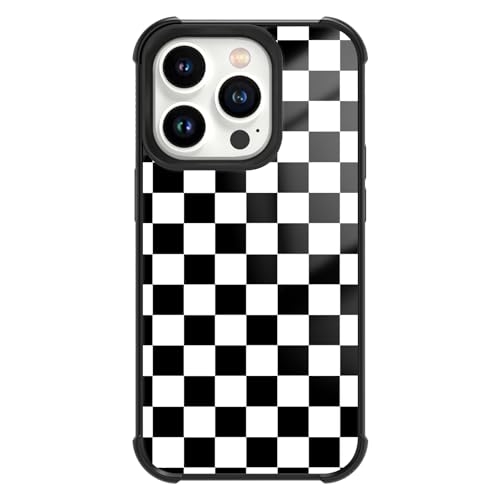 Tnarru Kompatibel mit iPhone 15 Pro Hülle Kariertes Muster [Unterstützt kabelloses Laden] Harte PC-Rückseite und weiche TPU rutschfeste Seiten Cover Slim Dünn Stoßfest Schutzhülle für iPhone 15 Pro 5G von Tnarru