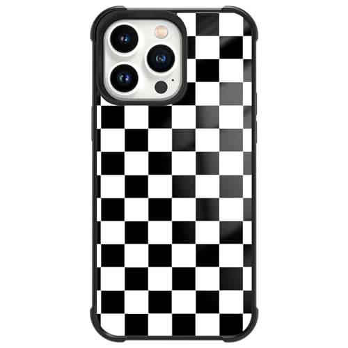 Tnarru Kompatibel mit iPhone 15 Pro Max Hülle Kariertes Muster [Unterstützt kabelloses Laden] Harte PC-Rückseite und weiche TPU rutschfeste Seiten Cover Slim Dünn Stoßfest Hülle für iPhone 15 Pro Max von Tnarru