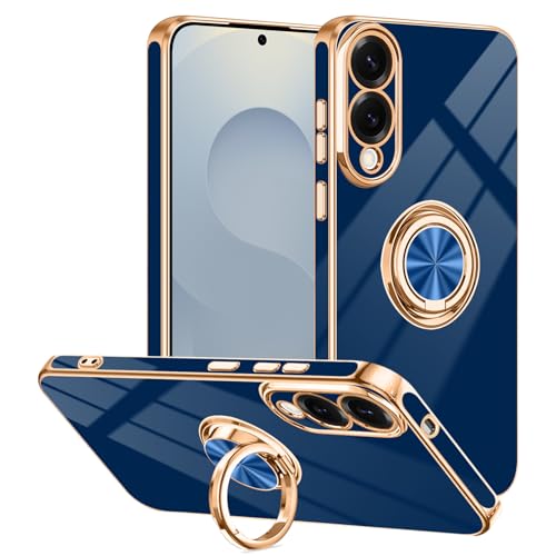 Tnarru Schutzhülle für Galaxy S25 Edge, mit Ringständer, magnetische Autohalterung, drehbarer Fingerhalter, weiche TPU-Abdeckung, beschichtete Kanten, schlanke Handyhülle für Galaxy S25 Edge, Blau Tnarru Schutzhülle für Galaxy S25 Edge, mit Ringständer, magnetische Autohalterung, drehbarer Fingerhalter, weiche TPU-Abdeckung, beschichtete Kanten, schlanke Handyhülle für Galaxy S25 Edge, Blau von Tnarru