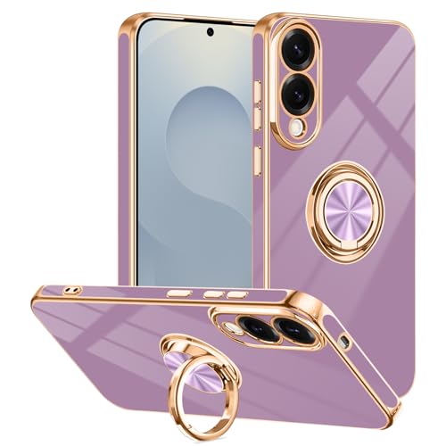 Tnarru Schutzhülle für Galaxy S25 Edge, mit Ringständer, magnetische Autohalterung, drehbarer Fingerhalter, weiche TPU-Abdeckung, beschichtete Kanten, schlanke Handyhülle für Galaxy S25 Edge, Violett Tnarru Schutzhülle für Galaxy S25 Edge, mit Ringständer, magnetische Autohalterung, drehbarer Fingerhalter, weiche TPU-Abdeckung, beschichtete Kanten, schlanke Handyhülle für Galaxy S25 Edge, Violett von Tnarru