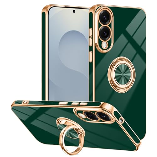 Tnarru Schutzhülle für Galaxy S25 Edge, mit Ringständer, magnetische Autohalterung, drehbarer Fingerhalter, weiche TPU-Abdeckung, beschichtete Kanten, schlanke Handyhülle für Galaxy S25 Edge, Grün Tnarru Schutzhülle für Galaxy S25 Edge, mit Ringständer, magnetische Autohalterung, drehbarer Fingerhalter, weiche TPU-Abdeckung, beschichtete Kanten, schlanke Handyhülle für Galaxy S25 Edge, Grün von Tnarru
