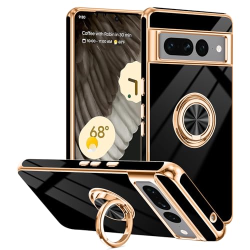 Tnarru Schutzhülle für Google Pixel 7 Pro, mit Ringständer, unterstützt magnetische Autohalterung, drehbarer Fingerhalter, weiche TPU-Abdeckung, plattierter Rand, schlanke Handyhülle für Pixel 7 Pro Tnarru Schutzhülle für Google Pixel 7 Pro, mit Ringständer, unterstützt magnetische Autohalterung, drehbarer Fingerhalter, weiche TPU-Abdeckung, plattierter Rand, schlanke Handyhülle für Pixel 7 Pro von Tnarru