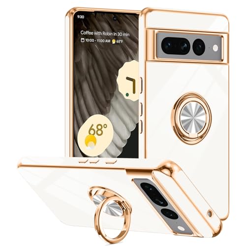 Tnarru Schutzhülle für Google Pixel 7 Pro, mit Ringständer, unterstützt magnetische Autohalterung, drehbarer Fingerhalter, weiche TPU-Abdeckung, plattierter Rand, schlanke Handyhülle für Pixel 7 Pro Tnarru Schutzhülle für Google Pixel 7 Pro, mit Ringständer, unterstützt magnetische Autohalterung, drehbarer Fingerhalter, weiche TPU-Abdeckung, plattierter Rand, schlanke Handyhülle für Pixel 7 Pro von Tnarru
