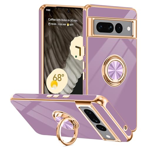 Tnarru Schutzhülle für Google Pixel 7 Pro, mit Ringständer, unterstützt magnetische Autohalterung, drehbarer Fingerhalter, weiche TPU-Abdeckung, plattierter Rand, schlanke Handyhülle für Pixel 7 Pro Tnarru Schutzhülle für Google Pixel 7 Pro, mit Ringständer, unterstützt magnetische Autohalterung, drehbarer Fingerhalter, weiche TPU-Abdeckung, plattierter Rand, schlanke Handyhülle für Pixel 7 Pro von Tnarru