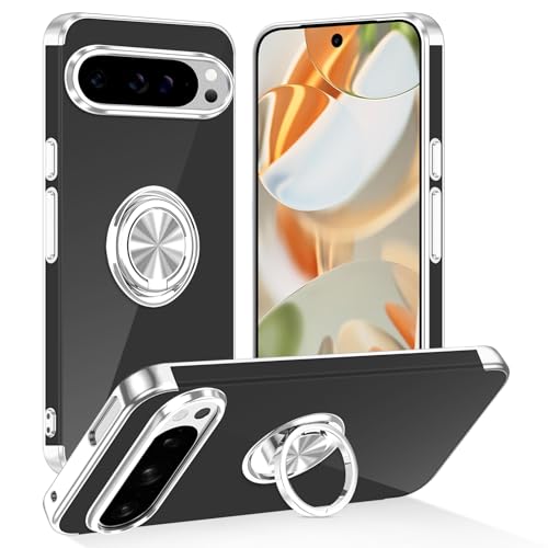 Tnarru Schutzhülle für Google Pixel 9/Pixel 9 Pro, transparente Schutzhülle mit Ständer, magnetischer Ringhalter, Ständer, weicher TPU-Stoßdämpfer, vergilbungsfrei, kratzfest, leicht, dünn, für Google Tnarru Schutzhülle für Google Pixel 9/Pixel 9 Pro, transparente Schutzhülle mit Ständer, magnetischer Ringhalter, Ständer, weicher TPU-Stoßdämpfer, vergilbungsfrei, kratzfest, leicht, dünn, für Google von Tnarru