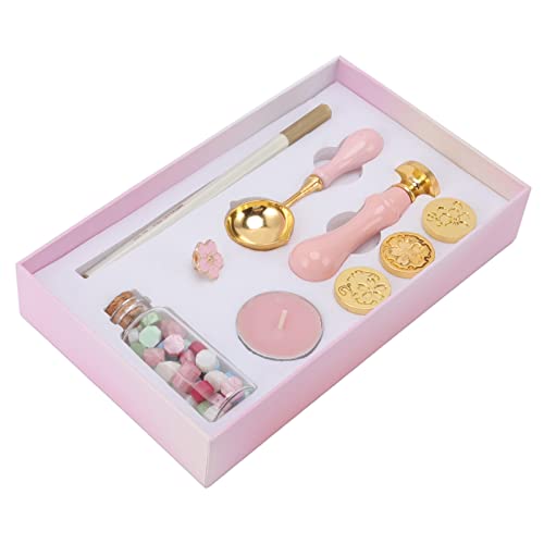 Austauschbares Stempelmuster, Makkaron -Farbwachs -Siegelset, Holzgriff, DIY Farbstift, Vielseitige Anwendung für Umschläge (PINK) von Tnfeeon