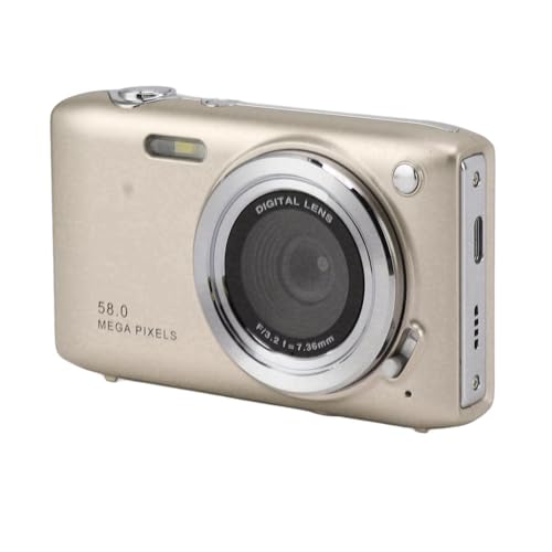 Digitalkamera 58MP HD 4K -Kamera für Teenager, 16x Zoom Compact für Reisefotografie Vlog, Autofokushochzeiten (Gold) von Tnfeeon