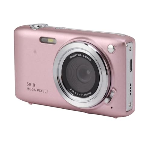 Digitalkamera 58MP HD 4K -Kamera für Teenager, 16x Zoom Compact für Reisefotografie Vlog, Autofokushochzeiten (PINK) von Tnfeeon