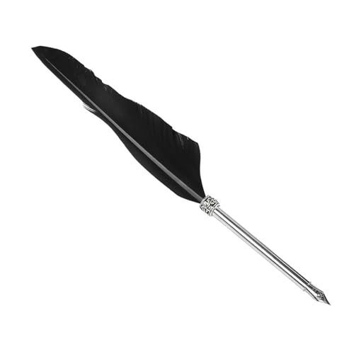 Tnfeeon Federdip Stift und Leder Notebook -Set, Elegante Luxusbrunnenstift für Schreiben, Schriftsteller und Kalligraphie -Enthusiasten (BLACK) von Tnfeeon