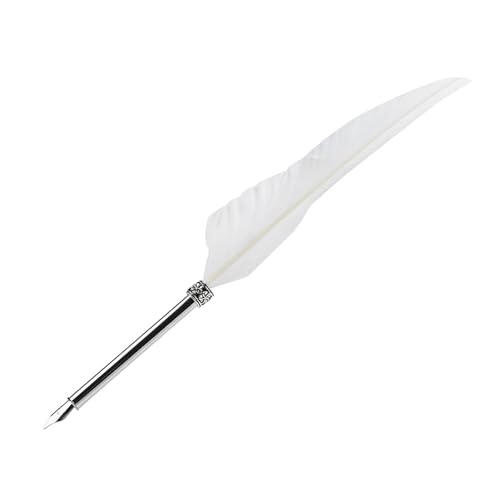 Tnfeeon Federdip Stift und Leder Notebook -Set, Elegante Luxusbrunnenstift für Schreiben, Schriftsteller und Kalligraphie -Enthusiasten (WHITE) von Tnfeeon