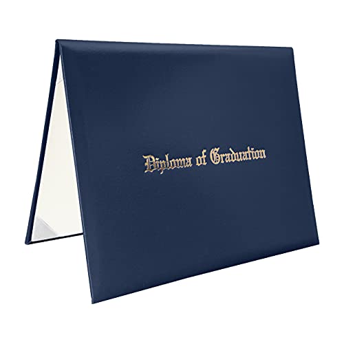 Tnghui Diplomhülle 21,6 x 27,9 cm, bedruckt "Diploma of Graduation", reich an Farbe, Kunstleder, gepolstert, für Urkunden, Marineblau von TngHui