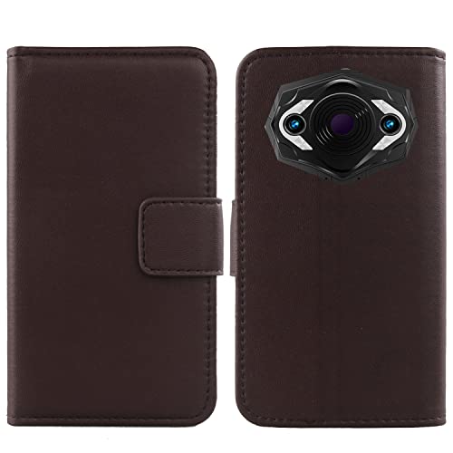 Flip Premium Echt Leder Tasche Hülle Für Doogee S98 Pro 6.3" Lederhülle Handyhülle Schutz Klapphülle Handy TPU Silikon Schale Etui Brieftasche Wallet Cover Case (Dark Braun) von Tnviud