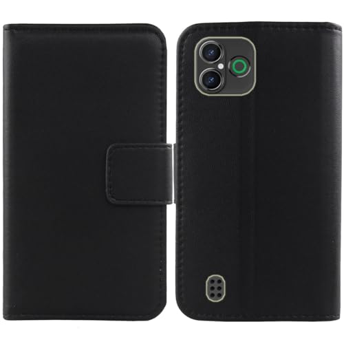 Flip Premium Echt Leder Tasche Hülle Für Doro Aurora A31 Lederhülle Handyhülle Schutz Klapphülle Handy Schale Etui Wallet Cover Case (Schwarz) von Tnviud
