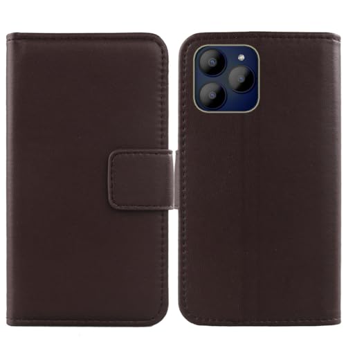 Flip Premium Echt Leder Tasche Hülle Für Hyundai HYLine PB01 6.56" Lederhülle Handyhülle Schutz Klapphülle Handy Schale Etui Wallet Cover Case (Dark Braun) von Tnviud