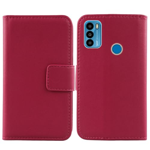 Flip Premium Echt Leder Tasche Hülle Für Kruger Matz Smarfon Live 9 6.5" Lederhülle Handyhülle Schutz Klapphülle Handy Schale Etui Wallet Cover Case (Rosa) von Tnviud