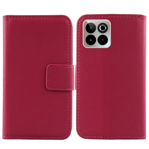 Flip Premium Echt Leder Tasche Hülle Für SPC Discovery 3 PRO 6.7" Lederhülle Handyhülle Schutz Klapphülle Handy Schale Etui Wallet Cover Case (Rosa) von Tnviud