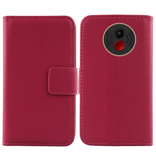 Flip Premium Echt Leder Tasche Hülle Für SweetLink S3 Plus 4G 2.4" Lederhülle Handyhülle Schutz Klapphülle Handy Schale Etui Wallet Cover Case (Rosa) von Tnviud