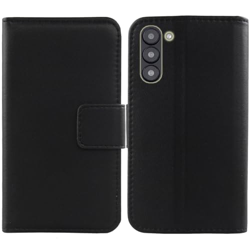Flip Premium Echt Leder Tasche Hülle Für Vortex NS65 6.51" Lederhülle Handyhülle Schutz Klapphülle Handy Schale Etui Wallet Cover Case (Schwarz) von Tnviud