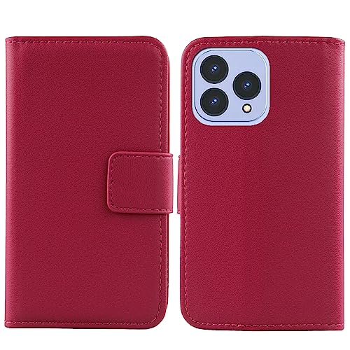 Flip Premium Echt Leder Tasche Hülle TPU Silikon Schale Für Cubot P80 6.58" Lederhülle Handyhülle Schutz Klapphülle Handy Schale Etui Brieftasche Wallet Cover Case (Rosa) von Tnviud