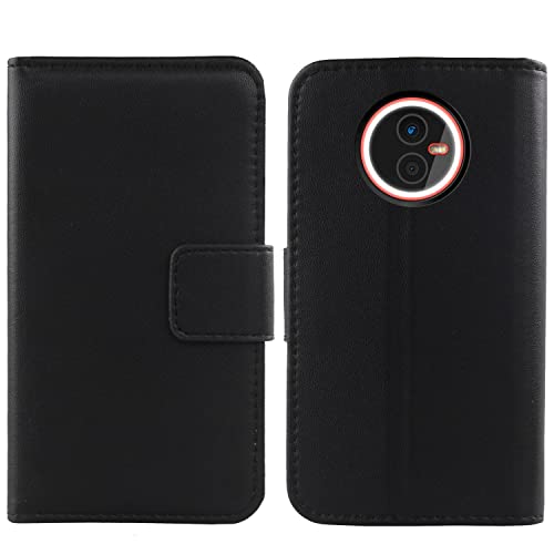 Flip Premium Echt Leder Tasche Hülle TPU Silikon Schale Für Gigaset GX4 / Gigaset GX4 Pro 6.1" Lederhülle Handyhülle Schutz Klapphülle Handy Schale Etui Brieftasche Wallet Cover Case (Schwarz) von Tnviud