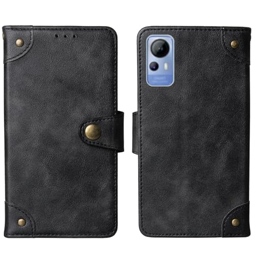 Tnviud Flip Brief Tasche Case Schütz Hülle Für Acer Acerone Liquid S162E4 6.52" Echt Leder Schale Stand Handy Abdeckung Premium Wallet Cover Etui Handyhülle Schutzhülle (Schwarz) von Tnviud