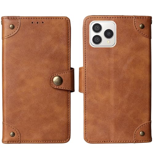 Tnviud Flip Brief Tasche Case Schütz Hülle Für Cubot A40 6.88" Echt Leder Schale Stand Handy Abdeckung Premium Wallet Cover Etui Handyhülle Schutzhülle (Braun) von Tnviud