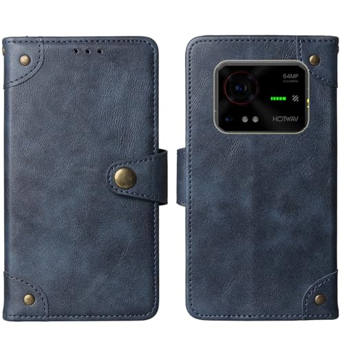 Tnviud Flip Brief Tasche Case Schütz Hülle Für HOTWAV Hyper 7 6.6" Echt Leder Schale Stand Handy Abdeckung Premium Wallet Cover Etui Handyhülle Schutzhülle (Blau) von Tnviud