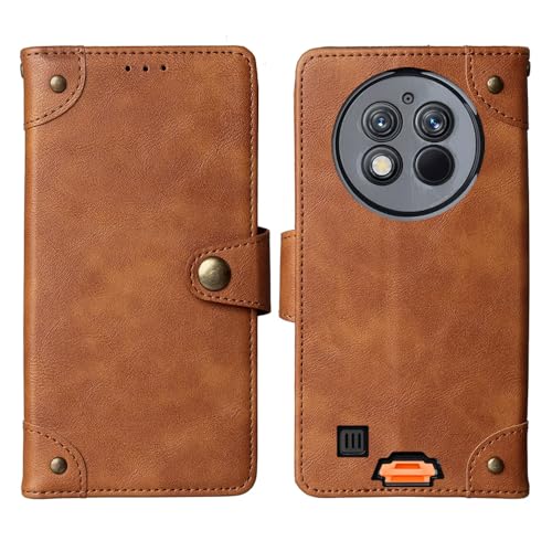 Tnviud Flip Brief Tasche Case Schütz Hülle Für OUKITEL WP28 / WP28E / WP28S 6.52" Echt Leder TPU Silikon Schale Stand Handy Abdeckung Premium Wallet Cover Etui Handyhülle Schutzhülle (Braun) von Tnviud