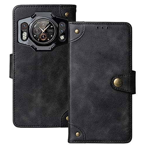 Tnviud Flip Brief Tasche Case Schütz Hülle Für Oukitel WP21 / WP21 Ultra 6.78" Echt Leder TPU Silikon Schale Stand Handy Abdeckung Premium Wallet Cover Etui Handyhülle Schutzhülle (Schwarz) von Tnviud