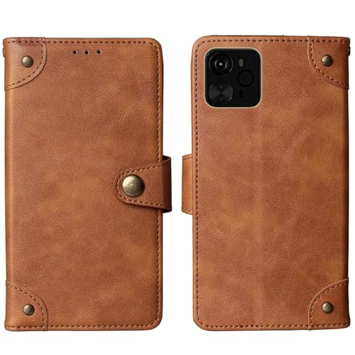 Tnviud Flip Brief Tasche Case Schütz Hülle Für Vocal V1 6.74" Echt Leder Schale Stand Handy Abdeckung Premium Wallet Cover Etui Handyhülle Schutzhülle (Braun) von Tnviud