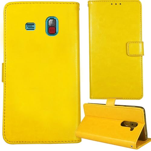 Tnviud Flip Brieftasche Leder Tasche Schütz Hülle Handy Telefon Case Für Tosaju Big Button/CHAKEYAKE Big Button/Uleway Big Button/Ukuu Ecran/ULEWAY T2301 2.4" Wallet Cover Etui Holder (Gelb) von Tnviud