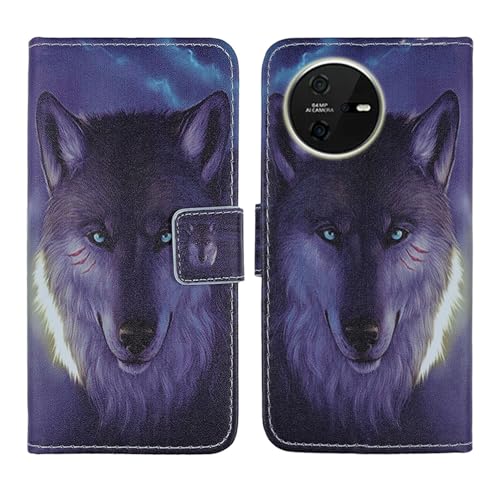 Tnviud PU Flip Leder Tasche Hülle Case Cover Handytasche Schutzhülle Etui Skin Für Casper VIA A40 6.78" (Wolf Design) von Tnviud