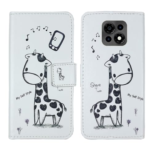 Tnviud PU Flip Leder Tasche Hülle Case Cover Handytasche Schutzhülle Etui Skin Für Casper Via M30 / M30 Plus 6.5" (Giraffe Design) von Tnviud