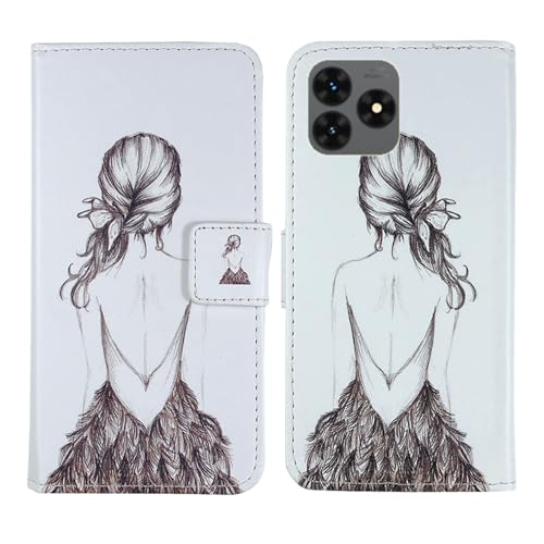 Tnviud PU Flip Leder Tasche Hülle Case Cover Handytasche Schutzhülle Etui Skin Für Hammer Blade Va 5G 6.56" (Back Girl Design) von Tnviud