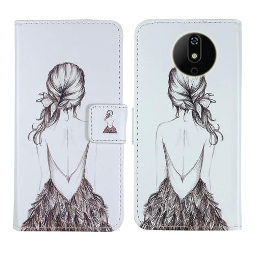 Tnviud PU Flip Leder Tasche Hülle Case Cover Handytasche Schutzhülle Etui Skin Für Orange NOLA Fun/Fun 3 5" (Back Girl Design) von Tnviud