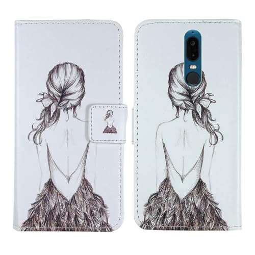 Tnviud PU Flip Leder Tasche Hülle Case Cover Handytasche Schutzhülle Etui Skin Für Shift 6mq 6" (Back Girl Design) von Tnviud