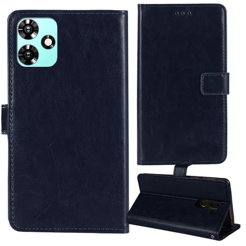 Tnviud Premium Retro Business Flip Book Stand Brieftasche Leder Tasche Schütz Hülle Handy Telefon Case Für XGODY 13 Pro 6.6" Abdeckung Wallet Cover Etui Holder (Dark Blau) von Tnviud