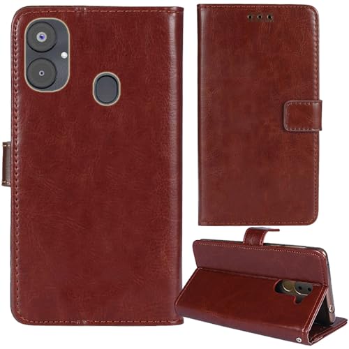 Tnviud Premium Retro Flip Leder Tasche Schütz Hülle Handy Telefon Case Für INOI A151 A63 6.5" Abdeckung Wallet Cover Etui Holder (Braun) von Tnviud