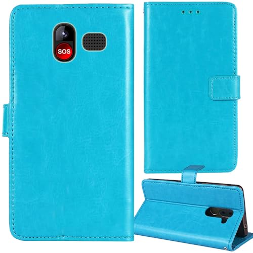 Tnviud Premium Retro Flip Leder Tasche Schütz Hülle Handy Telefon Case Für Lipa Uniwa V1000 2.31" Abdeckung Wallet Cover Etui Holder (Blau) von Tnviud