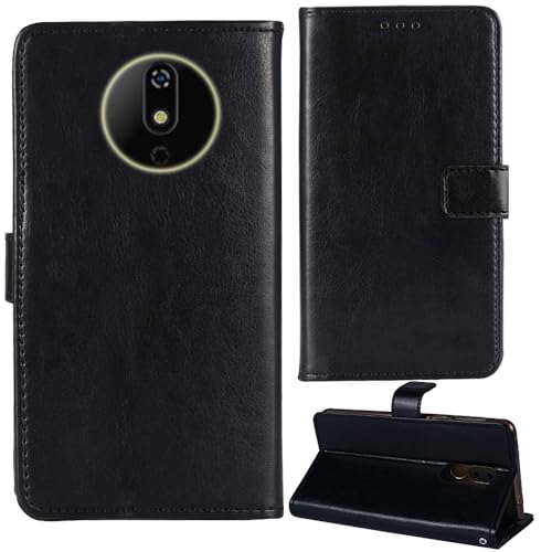 Tnviud Premium Retro Flip Leder Tasche Schütz Hülle Handy Telefon Case Für Orange NOLA Fun/Fun 3 5" Abdeckung Wallet Cover Etui Holder (Schwarz) von Tnviud