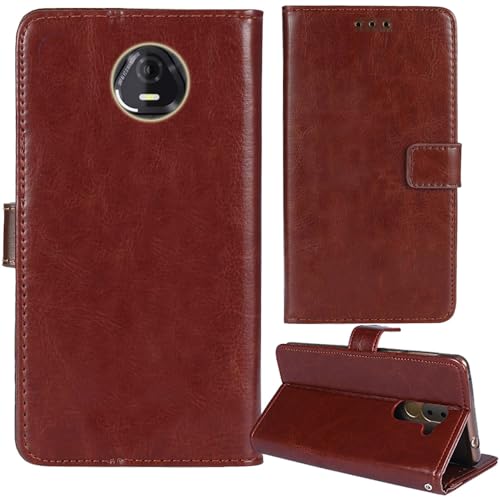Tnviud Premium Retro Flip Leder Tasche Schütz Hülle Handy Telefon Case Für Schok Volt SV67Q 4G LTE 6.74" Abdeckung Wallet Cover Etui Holder (Braun) von Tnviud