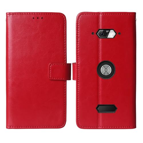 Tnviud Premium Retro Flip Leder Tasche Schütz Hülle Handy Telefon TPU Silikon Case Für Crosscall Core M5 4.95" Abdeckung Wallet Cover Etui Holder (Rot) von Tnviud