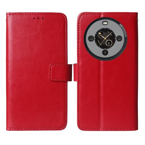 Tnviud Premium Retro Flip Leder Tasche Schütz Hülle Handy Telefon TPU Silikon Case Für Fossibot S3 / S3 Pro / D06 6.67" Abdeckung Wallet Cover Etui Holder (Rot) von Tnviud