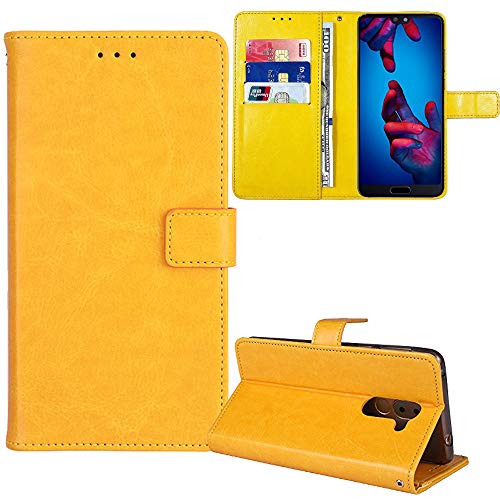 Tnviud Premium Retro Flip Leder Tasche Schütz Hülle Handy Telefon TPU Silikon Case Für Hammer Blade 4 6.53" Abdeckung Wallet Cover Etui Holder (Gelb) von Tnviud