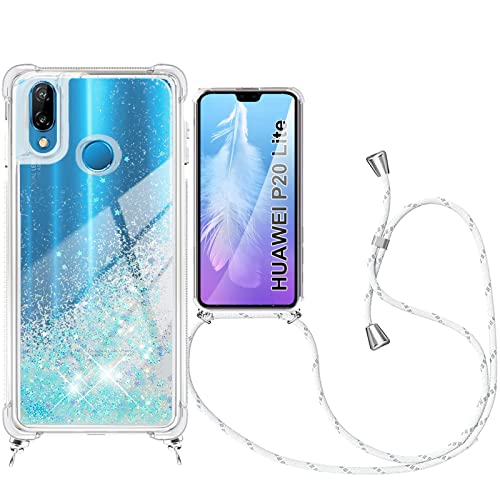 Handykette Handyhülle Case Flüssig Bewegende Treibsand Glitter mit Huawei P20 Lite Liquid Cover - Handy-Kette Handy Hülle mit Kordel Umhängen -Handy/Band Halsband Lanyard/Halsband Necklace von ToDo eu