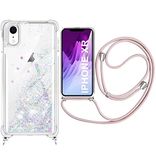 Handykette Handyhülle Case Flüssig Bewegende Treibsand Glitter mit iPhone XR Liquid Cover - Handy-Kette Handy Hülle mit Kordel Umhängen -Handy/Band Halsband Lanyard/Halsband Necklace von ToDo eu